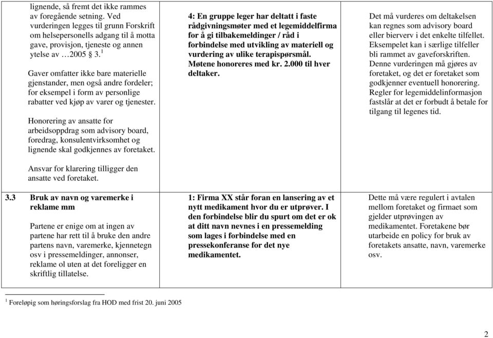 Honorering av ansatte for arbeidsoppdrag som advisory board, foredrag, konsulentvirksomhet og lignende skal godkjennes av foretaket. Ansvar for klarering tilligger den ansatte ved foretaket. 3.