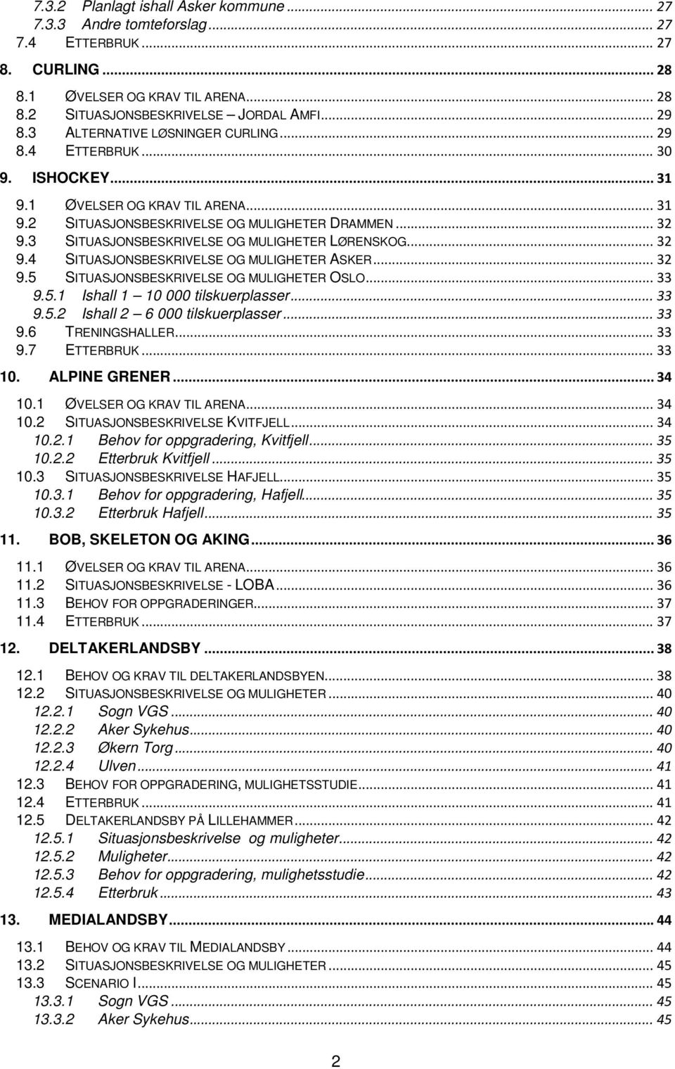 3 SITUASJONSBESKRIVELSE OG MULIGHETER LØRENSKOG... 32 9.4 SITUASJONSBESKRIVELSE OG MULIGHETER ASKER... 32 9.5 SITUASJONSBESKRIVELSE OG MULIGHETER OSLO... 33 9.5.1 Ishall 1 10 000 tilskuerplasser.