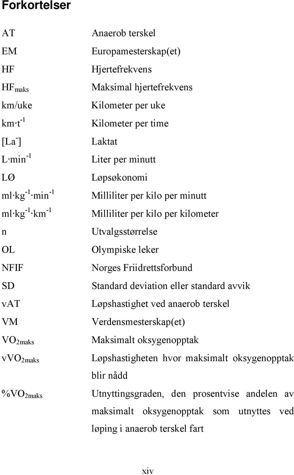 per kilo per kilometer Utvalgsstørrelse Olympiske leker Norges Friidrettsforbund Standard deviation eller standard avvik Løpshastighet ved anaerob terskel Verdensmesterskap(et)