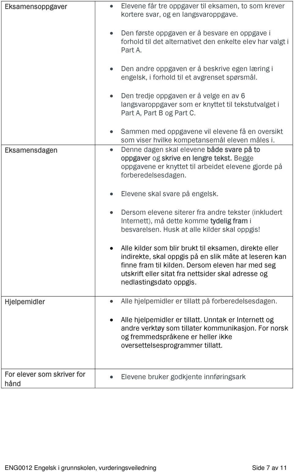 Den andre oppgaven er å beskrive egen læring i engelsk, i forhold til et avgrenset spørsmål.