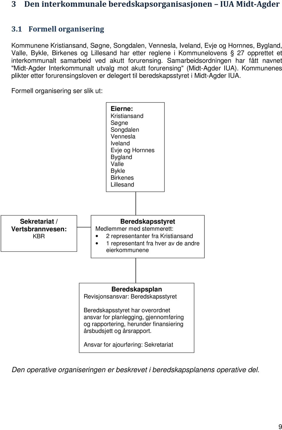 interkommunalt samarbeid ved akutt forurensing. Samarbeidsordningen har fått navnet "Midt-Agder Interkommunalt utvalg mot akutt forurensing" (Midt-Agder IUA).