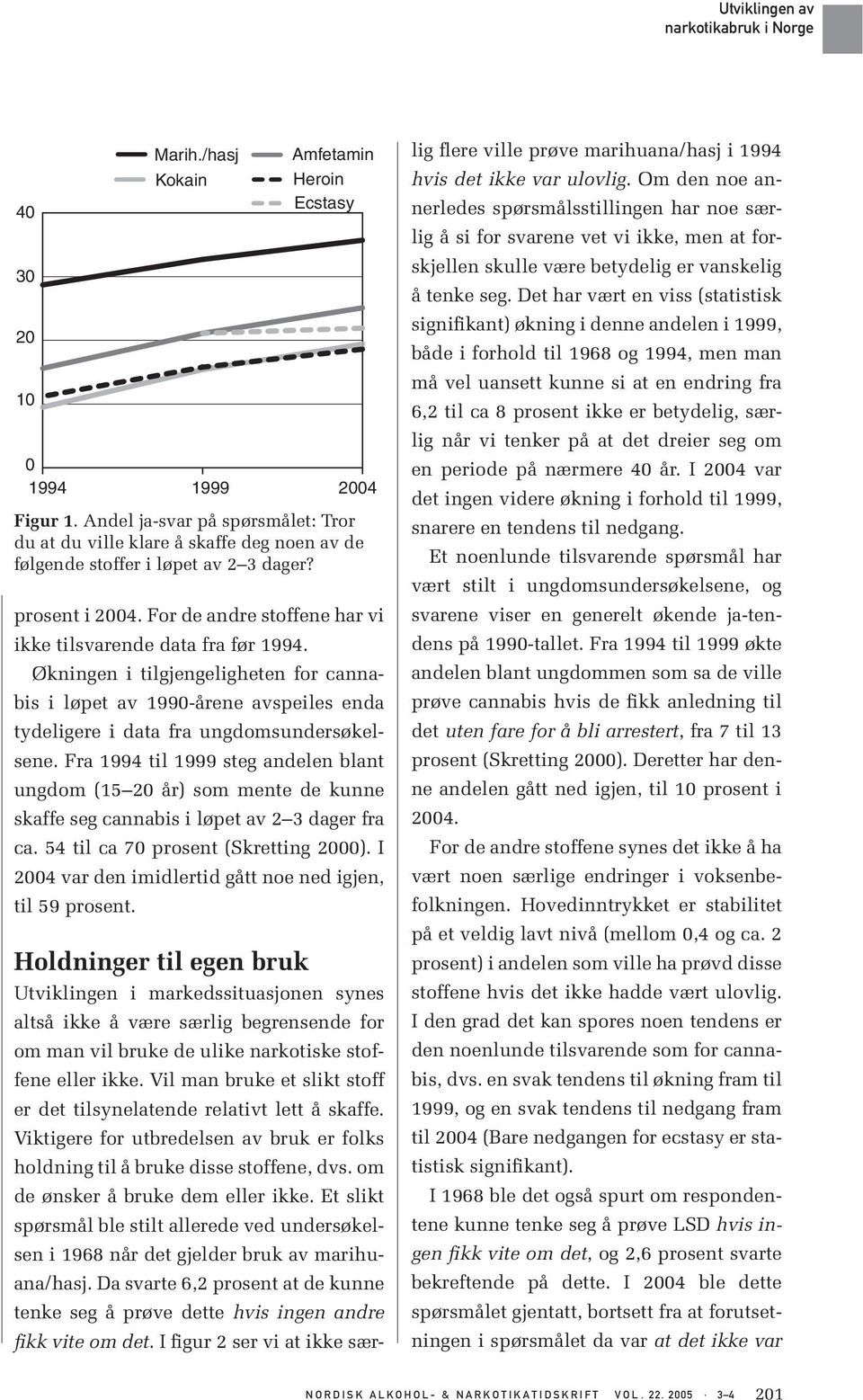 Økningen i tilgjengeligheten for cannabis i løpet av 1990-årene avspeiles enda tydeligere i data fra ungdomsundersøkelsene.