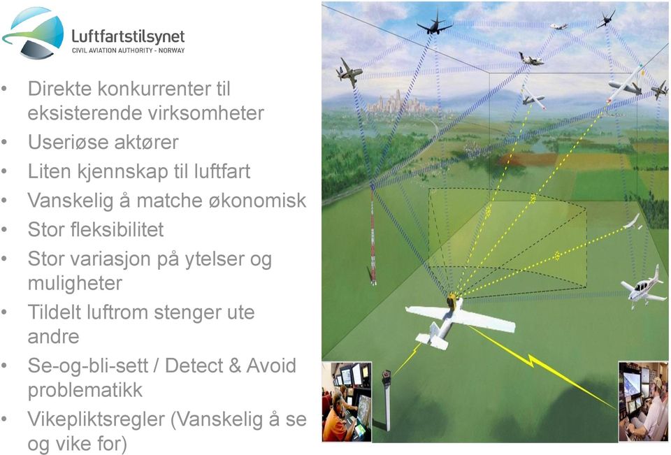 variasjon på ytelser og muligheter Tildelt luftrom stenger ute andre