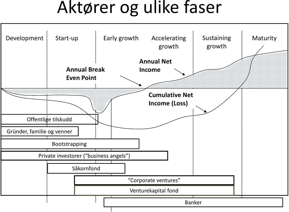 Net Income (Loss) Offentlige tilskudd Gründer, familie og venner Bootstrapping