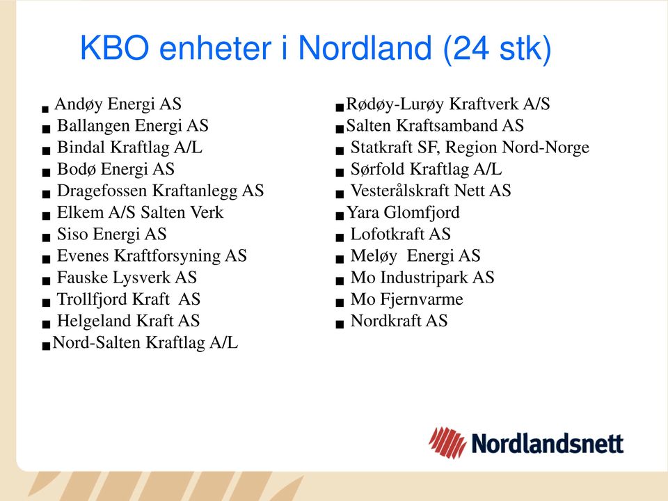 Helgeland Kraft AS Nord-Salten Kraftlag A/L Rødøy-Lurøy Kraftverk A/S Salten Kraftsamband AS Statkraft SF, Region