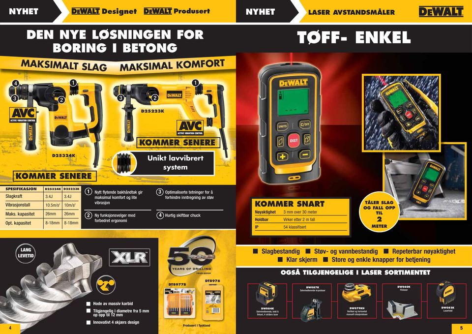 kapasitet 8-18mm 8-18mm 1 Nytt flytende bakhåndtak gir maksimal komfort og lite vibrasjon Ny funksjonsvelger med forbedret ergonomi Optimaliserte tetninger for å forhindre inntregning av støv Hurtig