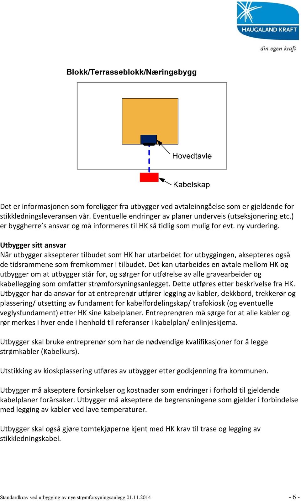 Utbygger sitt ansvar Når utbygger aksepterer tilbudet som HK har utarbeidet for utbyggingen, aksepteres også de tidsrammene som fremkommer i tilbudet.