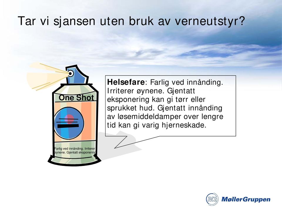 Gjentatt eksponering kan gi tørr eller sprukket hud.