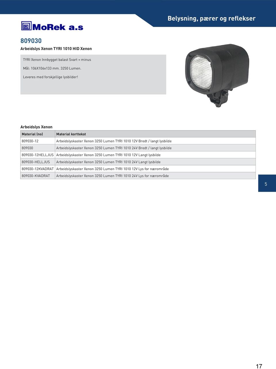 langt lysbilde 809030-12HELLJUS Arbeidslyskaster Xenon 320 Lumen TYRI 1010 12V Langt lysbilde 809030-HELLJUS Arbeidslyskaster Xenon 320 Lumen TYRI 1010 24V Langt