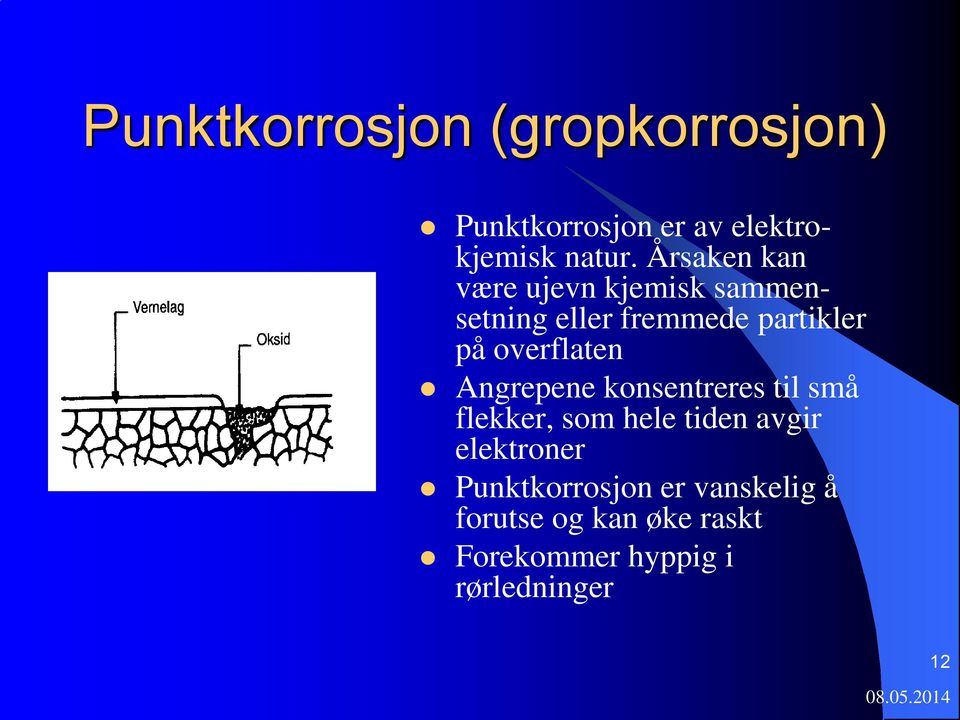 overflaten Angrepene konsentreres til små flekker, som hele tiden avgir