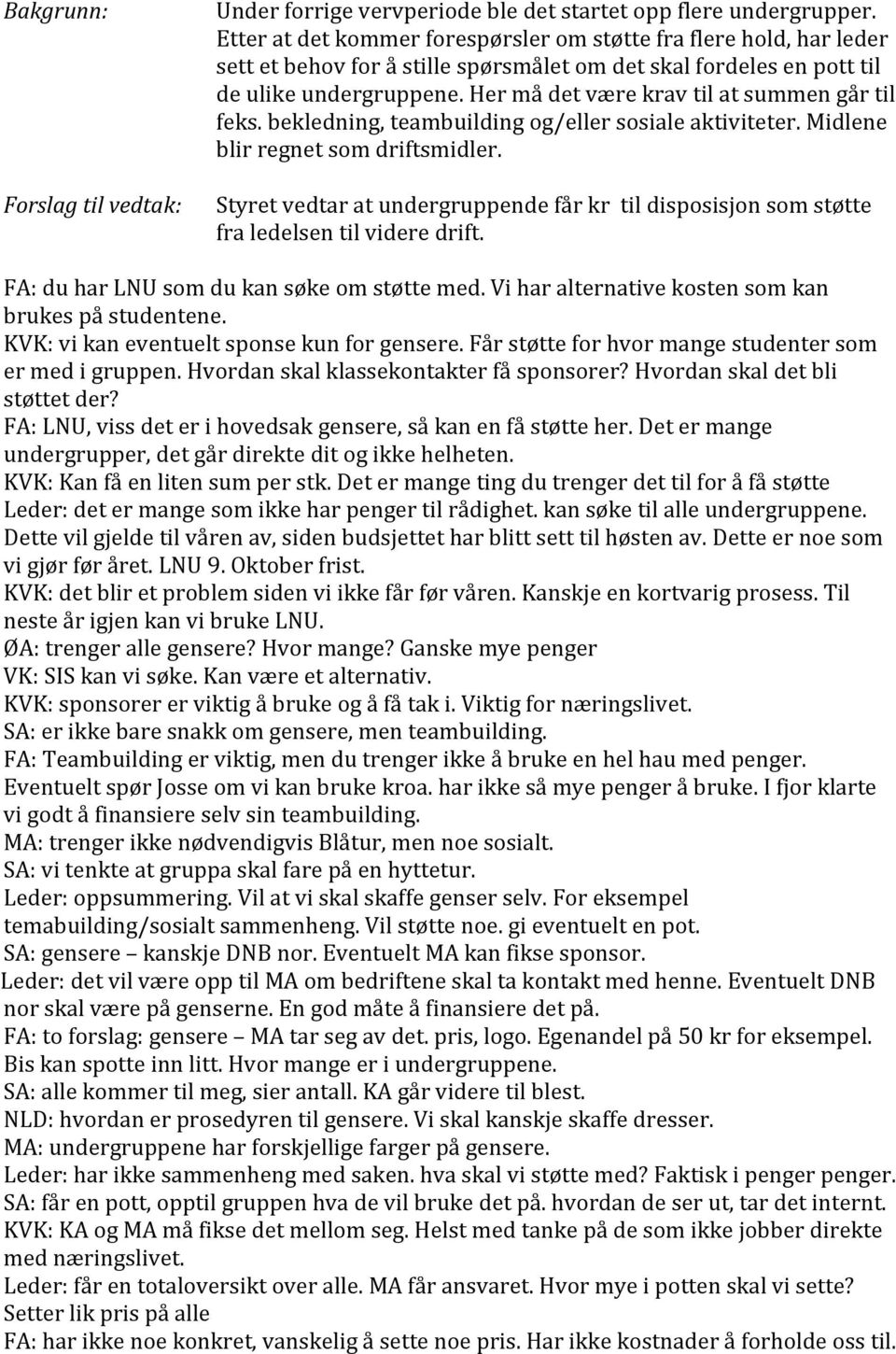 Her må det være krav til at summen går til feks. bekledning, teambuilding og/eller sosiale aktiviteter. Midlene blir regnet som driftsmidler.