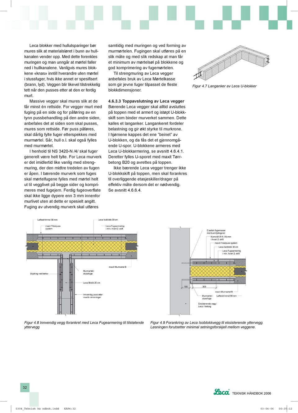 4 Prosjektering og utførelse av Leca murverk 4.1 Generelt - PDF Free  Download