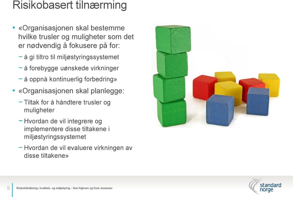 Tiltak for å håndtere trusler og muligheter Hvordan de vil integrere og implementere disse tiltakene i miljøstyringssystemet