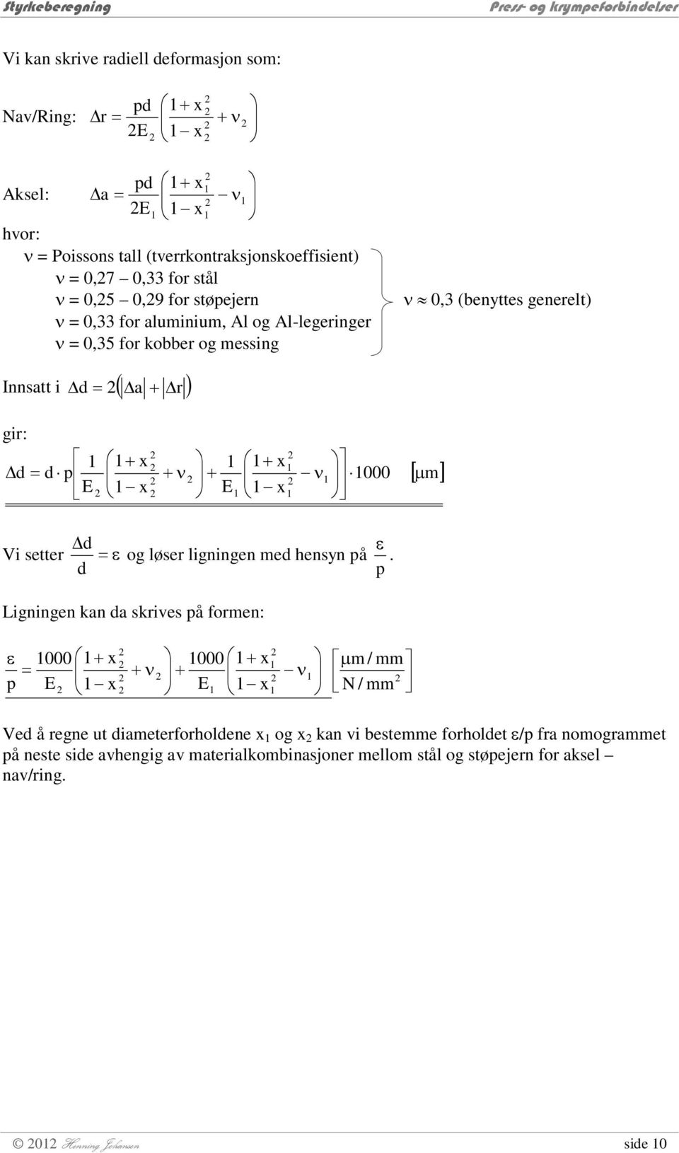 (benyttes generelt) [ µ m] Vi setter d d = ε og løser ligningen med hensyn på p ε.