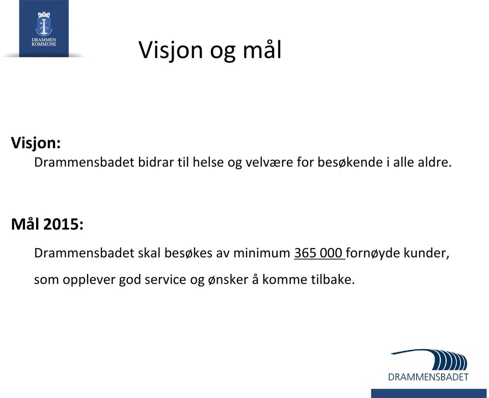 Mål 2015: Drammensbadet skal besøkes av minimum 365