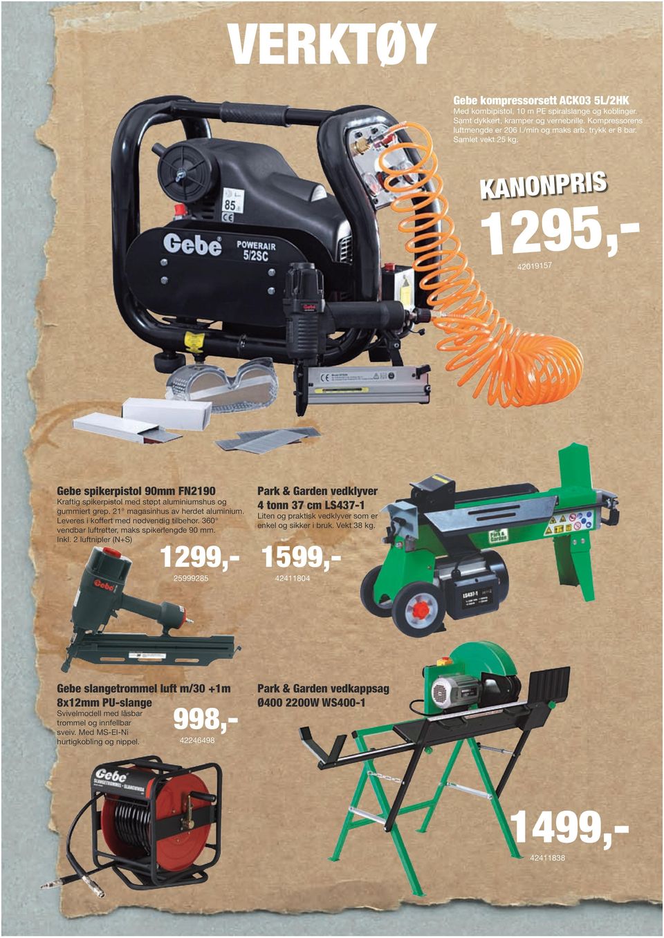 Leveres i koffert med nødvendig tilbehør. 360 vendbar luftretter, maks spikerlengde 90 mm. Inkl.