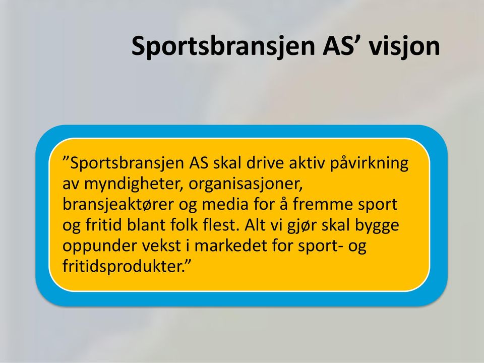 media for å fremme sport og fritid blant folk flest.