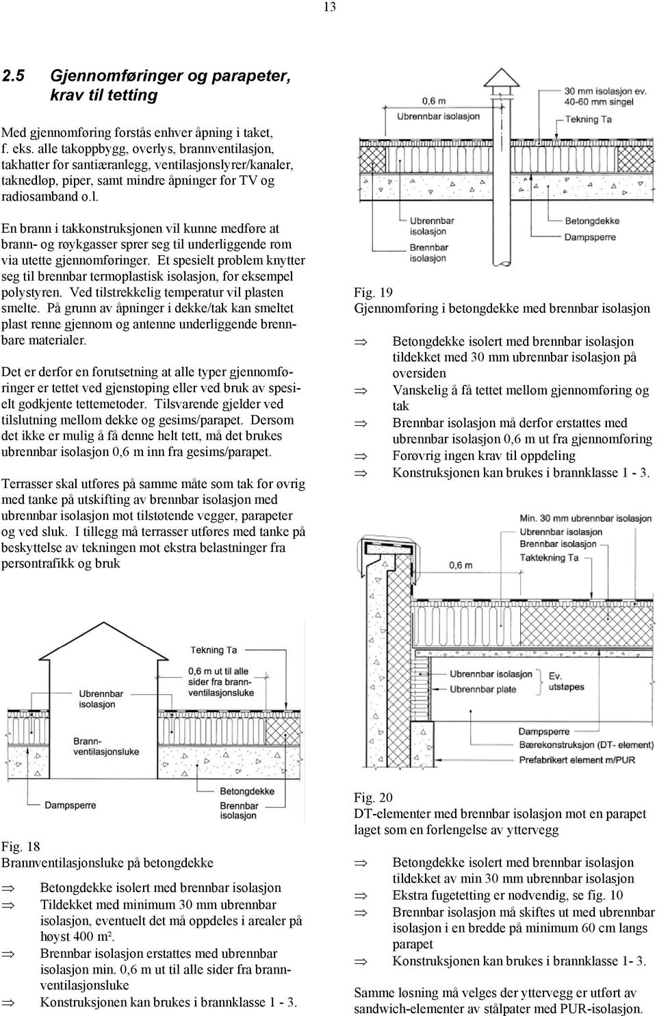 Et spesielt problem knytter seg til brennbar termoplastisk isolasjon, for eksempel polystyren. Ved tilstrekkelig temperatur vil plasten smelte.