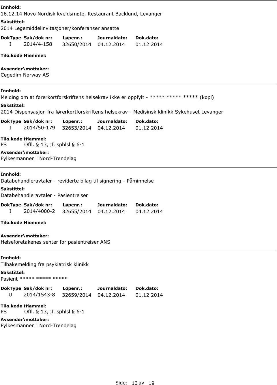 førerkortforskriftens helsekrav ikke er oppfylt - ***** ***** ***** (kopi) 2014 Dispensasjon fra førerkortforskriftens helsekrav - Medisinsk klinikk Sykehuset Levanger