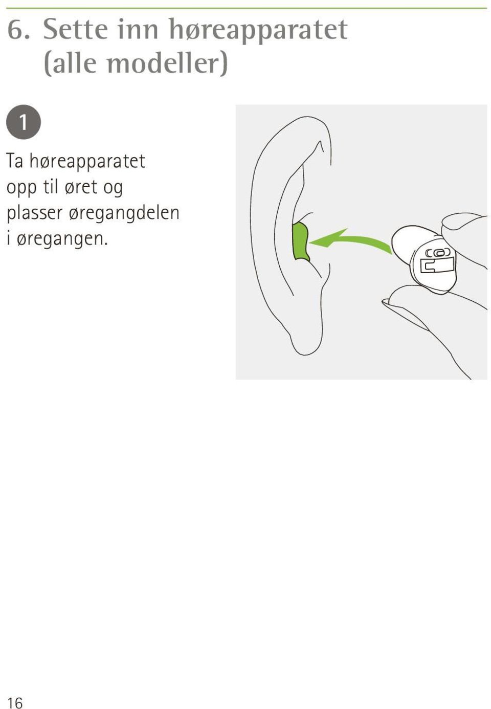høreapparatet opp til øret
