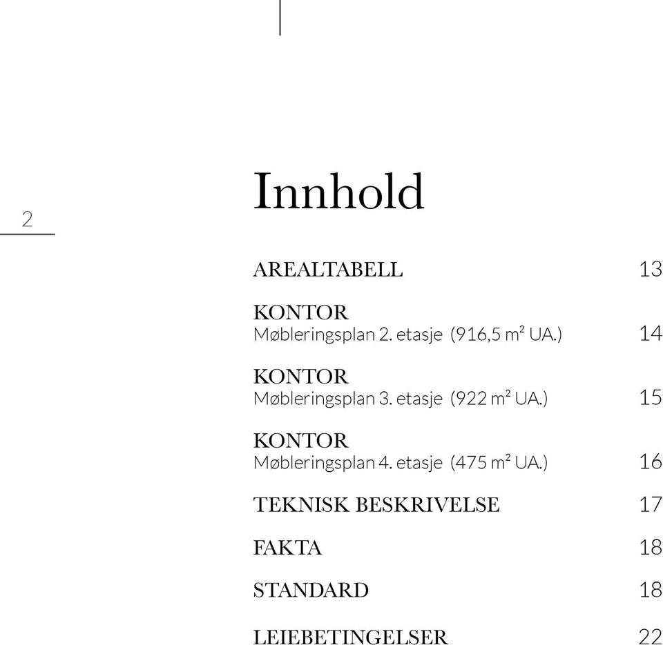 etasje (922 m² UA.) 15 KONTOR Møbleringsplan 4.