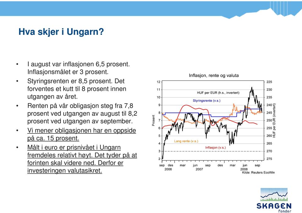 Renten på vår obligasjon steg fra 7,8 prosent ved utgangen av august til 8,2 prosent ved utgangen av september.