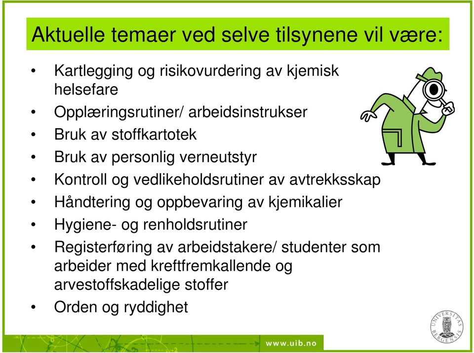 vedlikeholdsrutiner av avtrekksskap Håndtering og oppbevaring av kjemikalier Hygiene- og renholdsrutiner