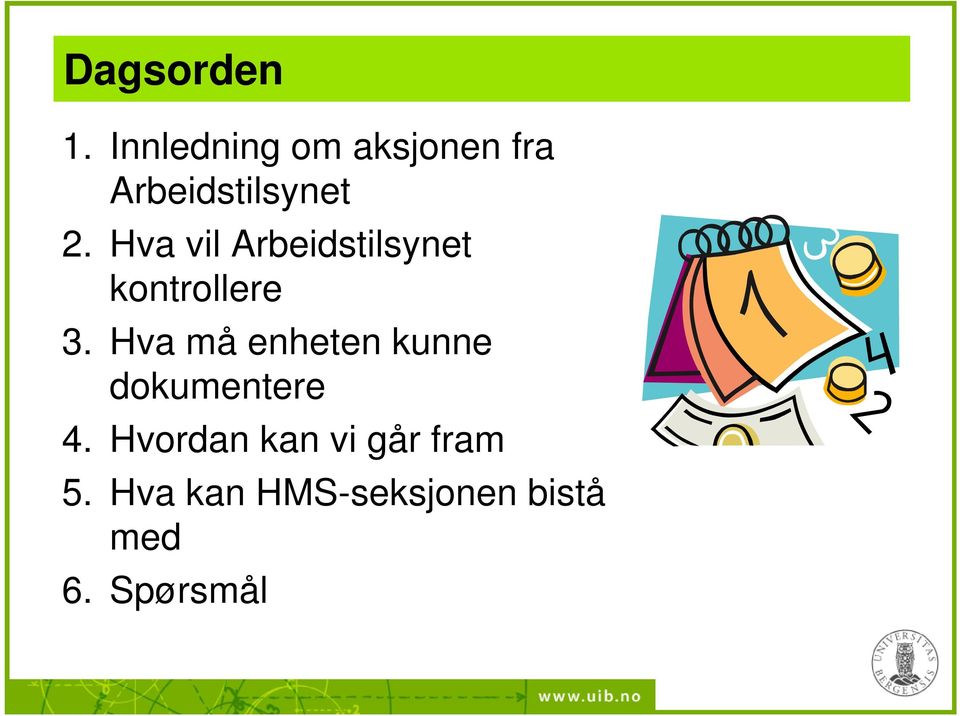 Hva vil Arbeidstilsynet kontrollere 3.