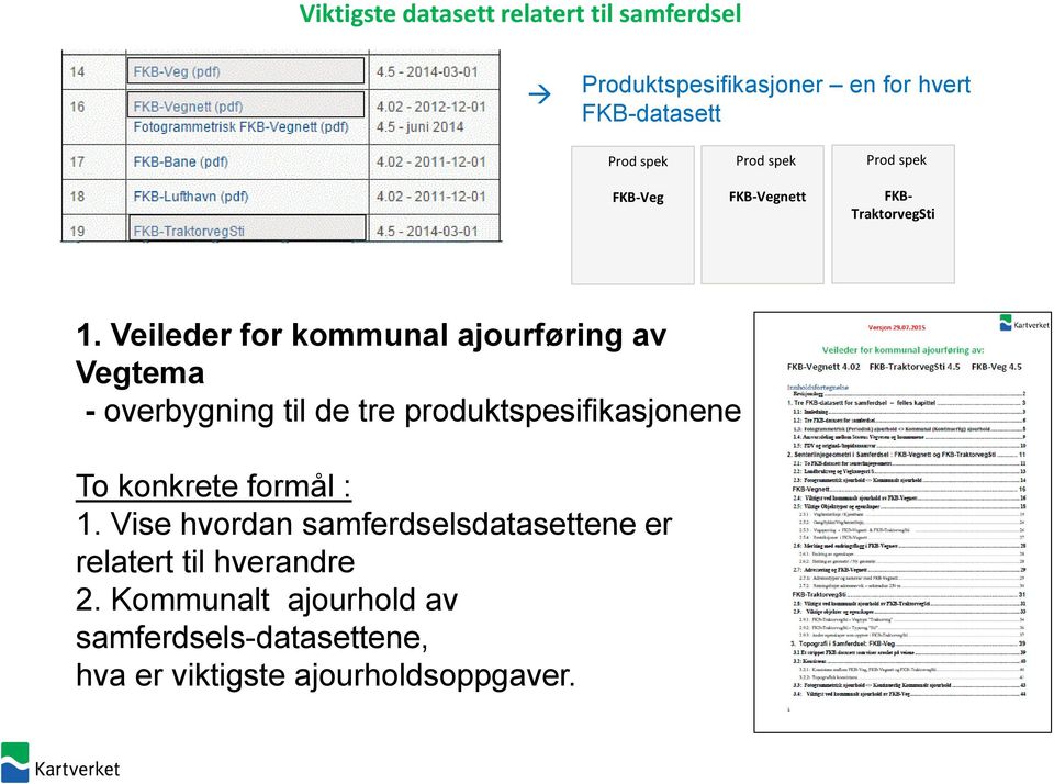 Veileder for kommunal ajourføring av Vegtema - overbygning til de tre produktspesifikasjonene To