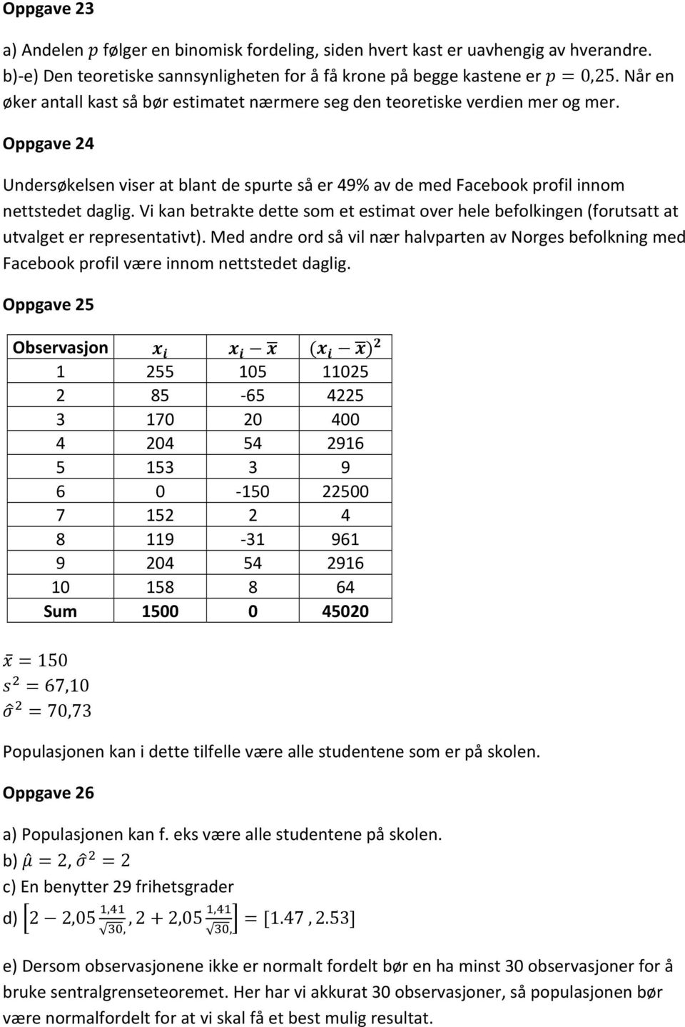 Vi kan betrakte dette som et estimat over hele befolkingen (forutsatt at utvalget er representativt).