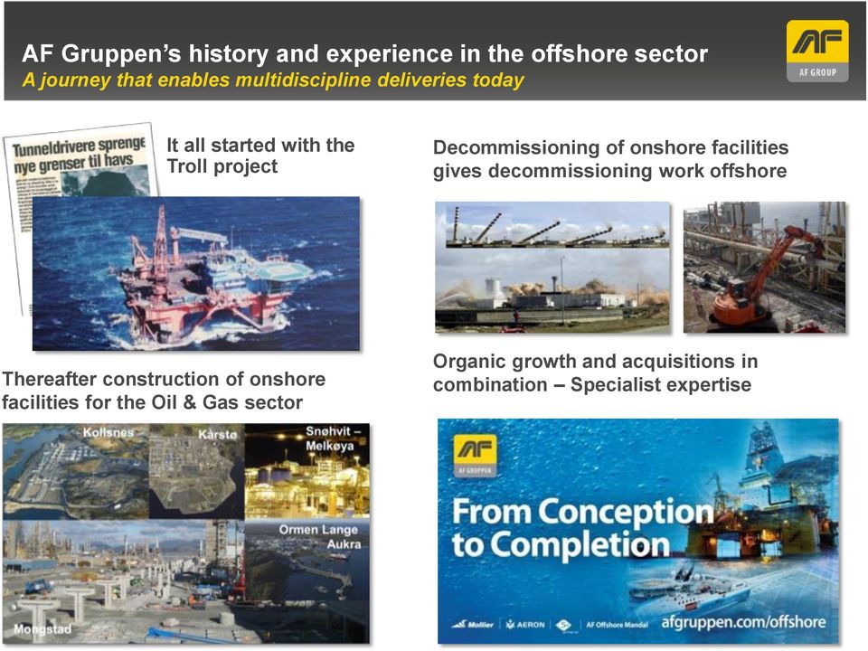 onshore facilities gives decommissioning work offshore Thereafter construction of onshore
