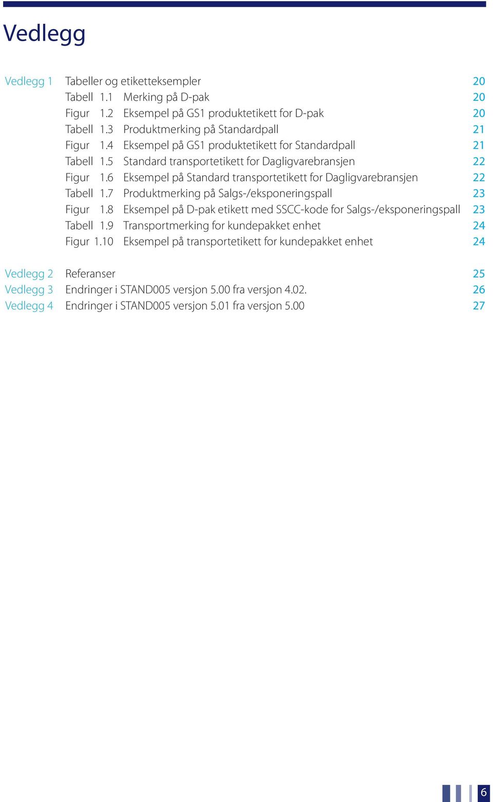 6 Eksempel på Standard transportetikett for Dagligvarebransjen 22 Tabell 1.7 Produktmerking på Salgs-/eksponeringspall 23 Figur 1.