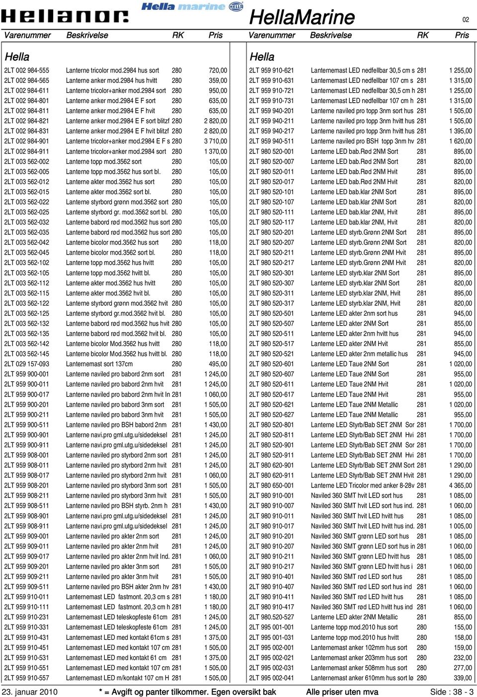 2984 E F sort blitzf 280 2 820,00 2LT 002 984-831 Lanterne anker mod.2984 E F hvit blitzf 280 2 820,00 2LT 002 984-901 Lanterne tricolor+anker mod.