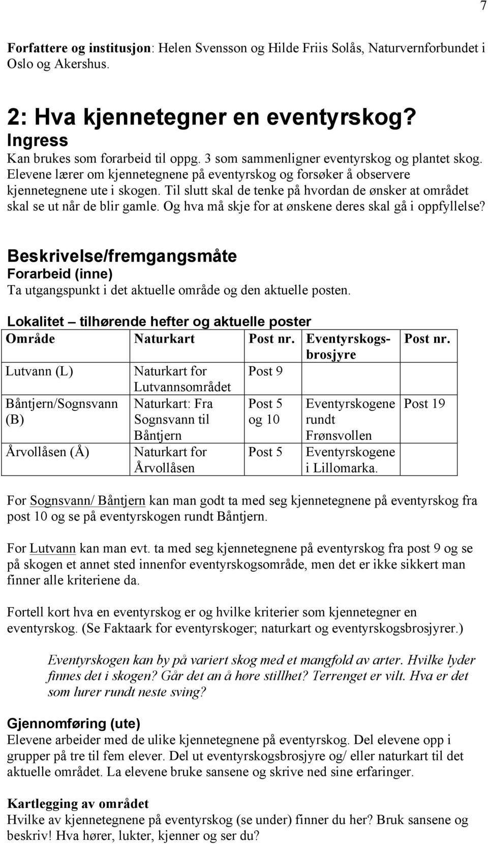 Til slutt skal de tenke på hvordan de ønsker at området skal se ut når de blir gamle. Og hva må skje for at ønskene deres skal gå i oppfyllelse?