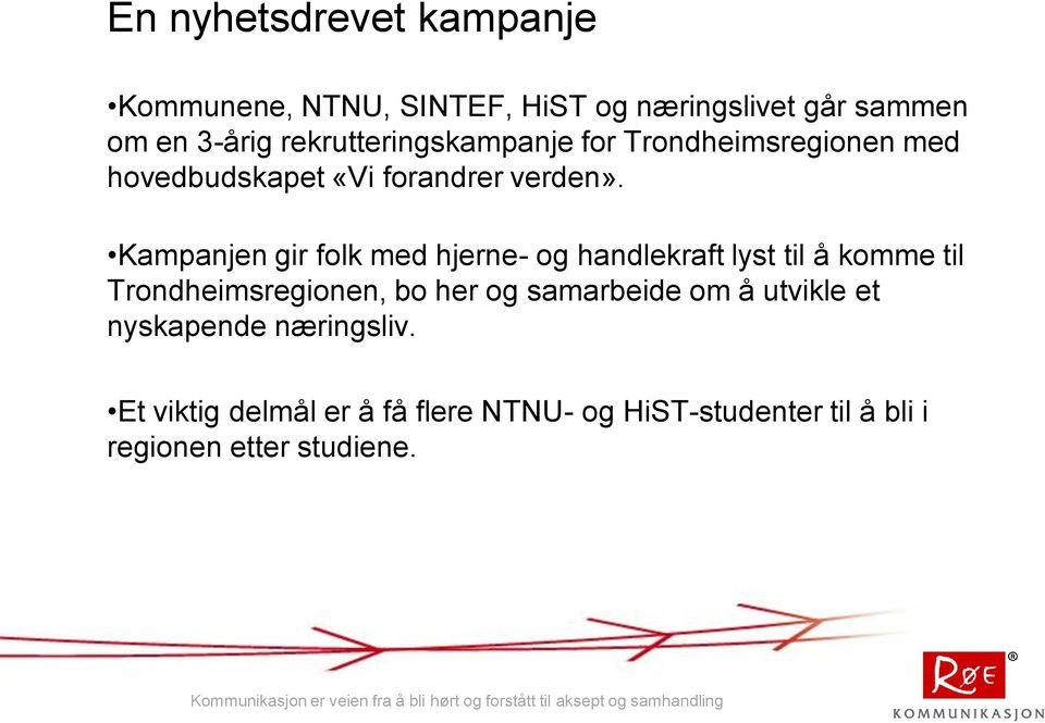 Kampanjen gir folk med hjerne- og handlekraft lyst til å komme til Trondheimsregionen, bo her og