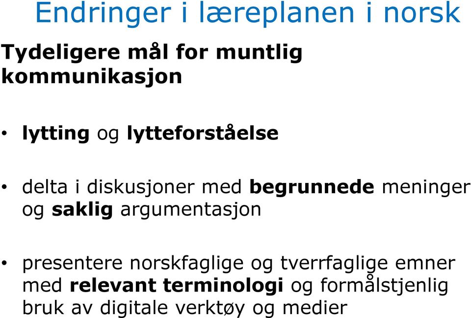 og saklig argumentasjon presentere norskfaglige og tverrfaglige emner