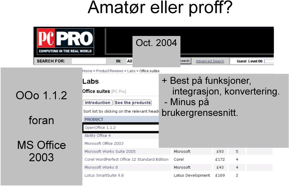 1.2 foran MS Office 2003 + Best på