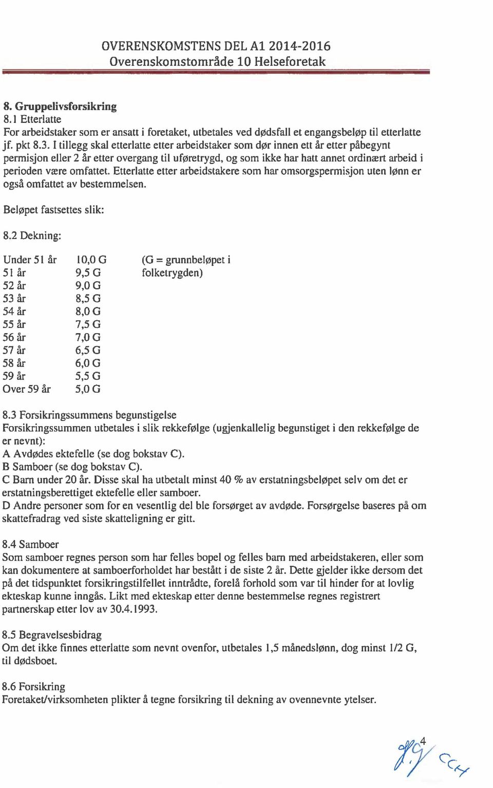 omfattet. Etterlatte etter arbeidstakere som har omsorgspermisjon uten lønn er også omfattet av bestemmelsen. Beløpet fastsettes slik: 8.