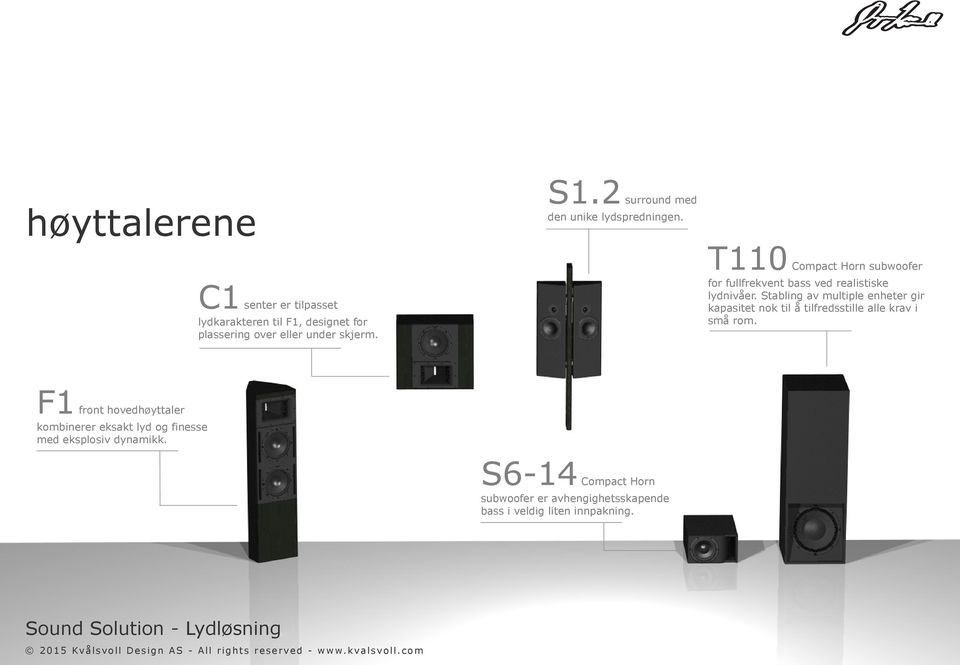 T110 Compact Horn subwoofer for fullfrekvent bass ved realistiske lydnivåer.