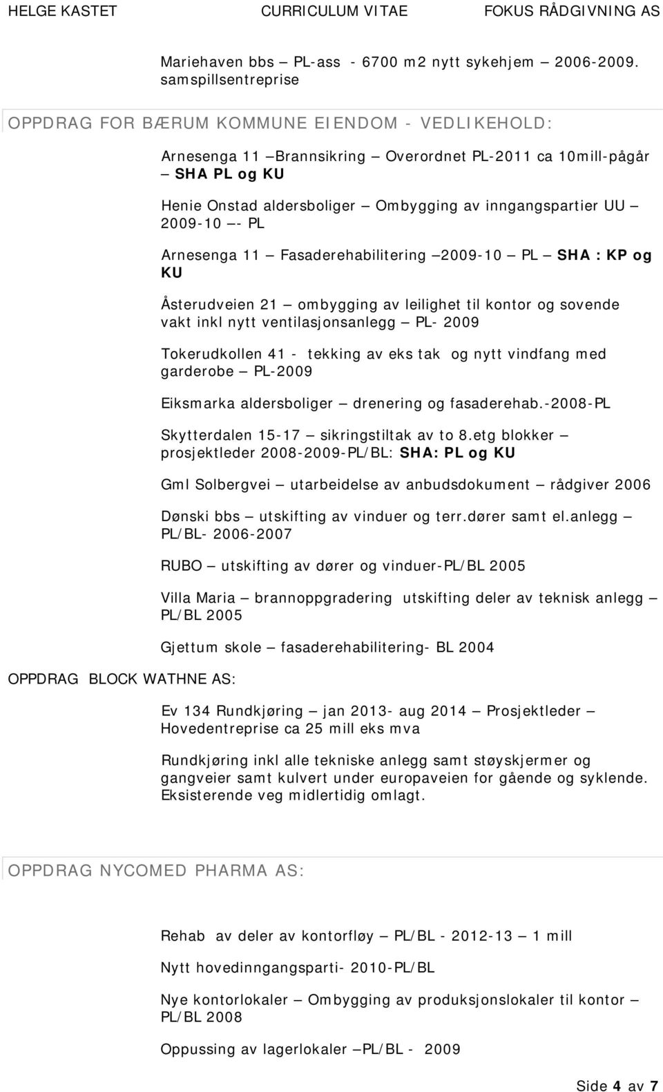 Ombygging av inngangspartier UU 2009-10 - PL Arnesenga 11 Fasaderehabilitering 2009-10 PL SHA : KP og KU Åsterudveien 21 ombygging av leilighet til kontor og sovende vakt inkl nytt ventilasjonsanlegg