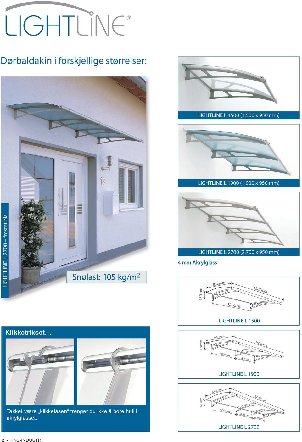 700 x 950 mm) 950mm 170mm 1500mm 1200mm LIGHTLINE L 1500 Klikketrikset 170mm 950mm 1900mm 800mm 800mm LIGHTLINE