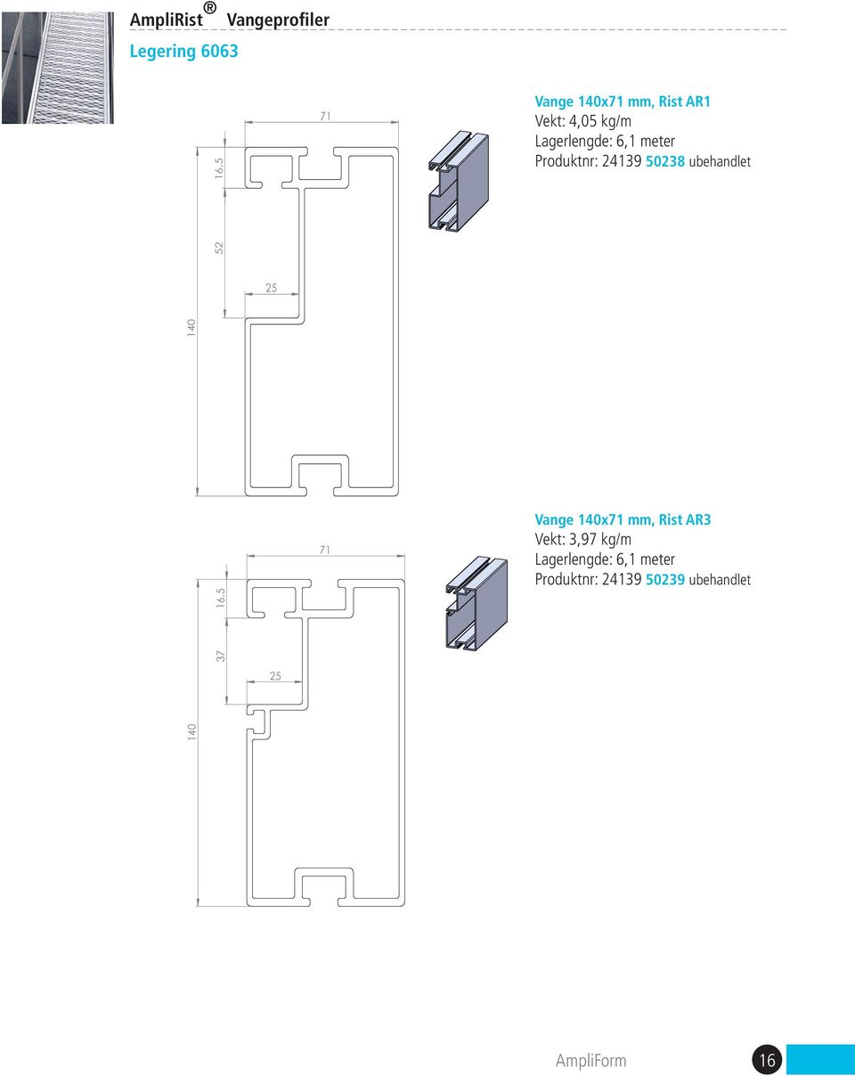 Produktnr: 24139 50238 ubehandlet 71 Vange 140x71, Rist AR3 Vekt: