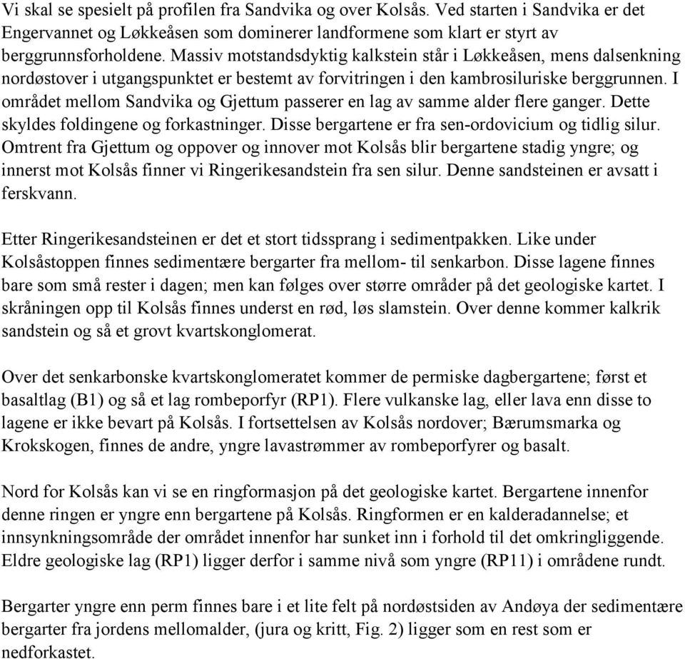 I området mellom Sandvika og Gjettum passerer en lag av samme alder flere ganger. Dette skyldes foldingene og forkastninger. Disse bergartene er fra sen-ordovicium og tidlig silur.