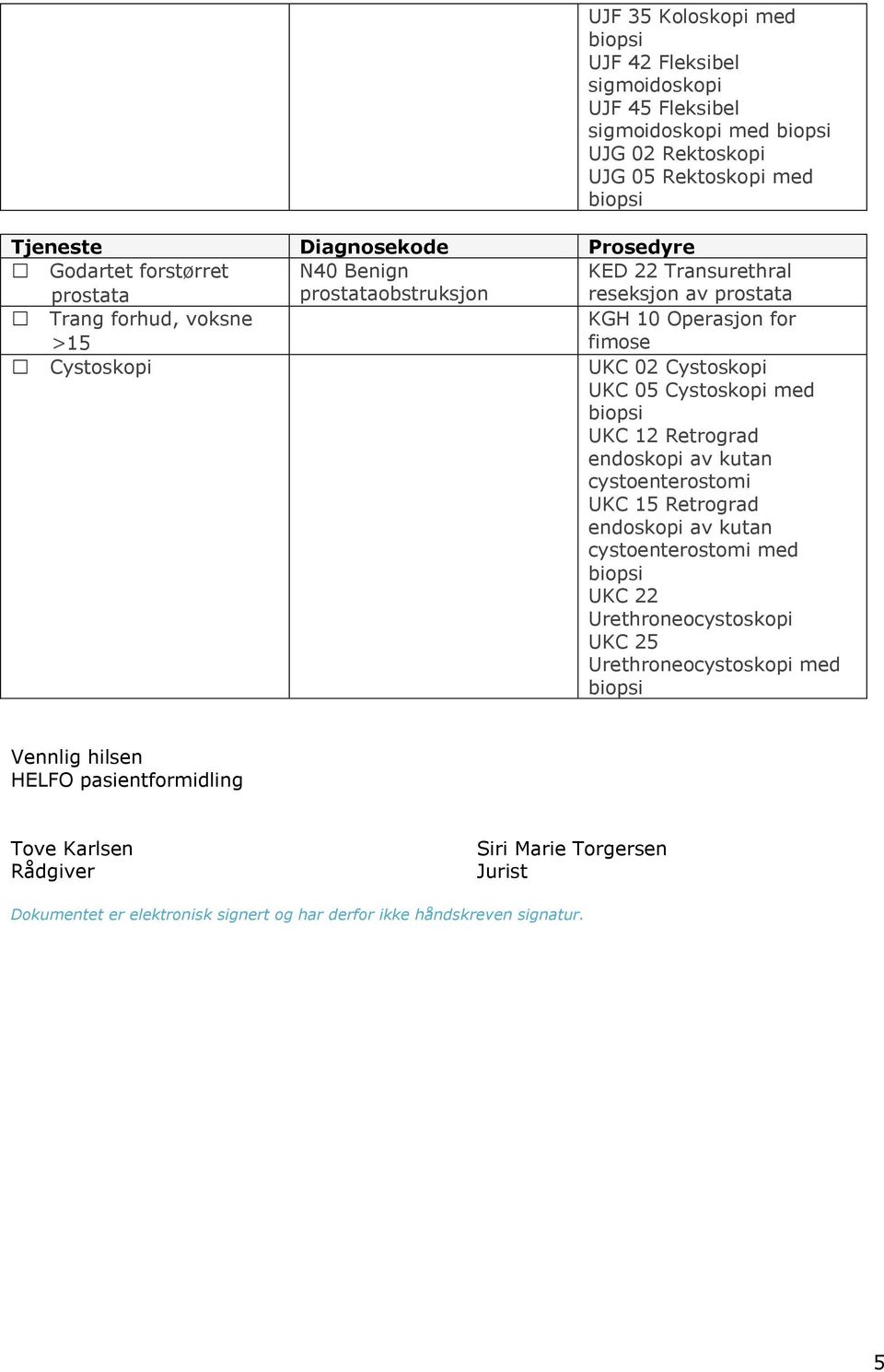 UKC 12 Retrograd endoskopi av kutan cystoenterostomi UKC 15 Retrograd endoskopi av kutan cystoenterostomi med UKC 22 Urethroneocystoskopi UKC 25 Urethroneocystoskopi