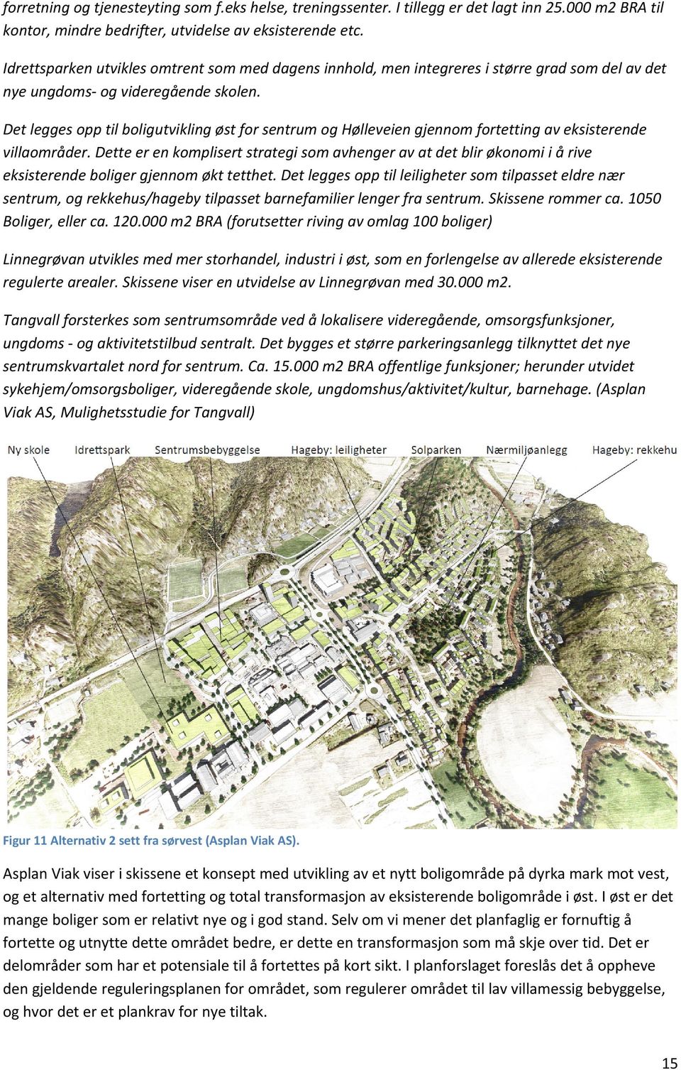 Det legges opp til boligutvikling øst for sentrum og Hølleveien gjennom fortetting av eksisterende villaområder.