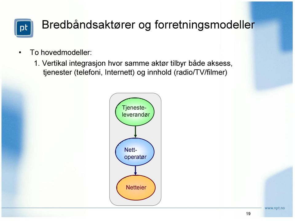 Vertikal integrasjon hvor samme aktør tilbyr både