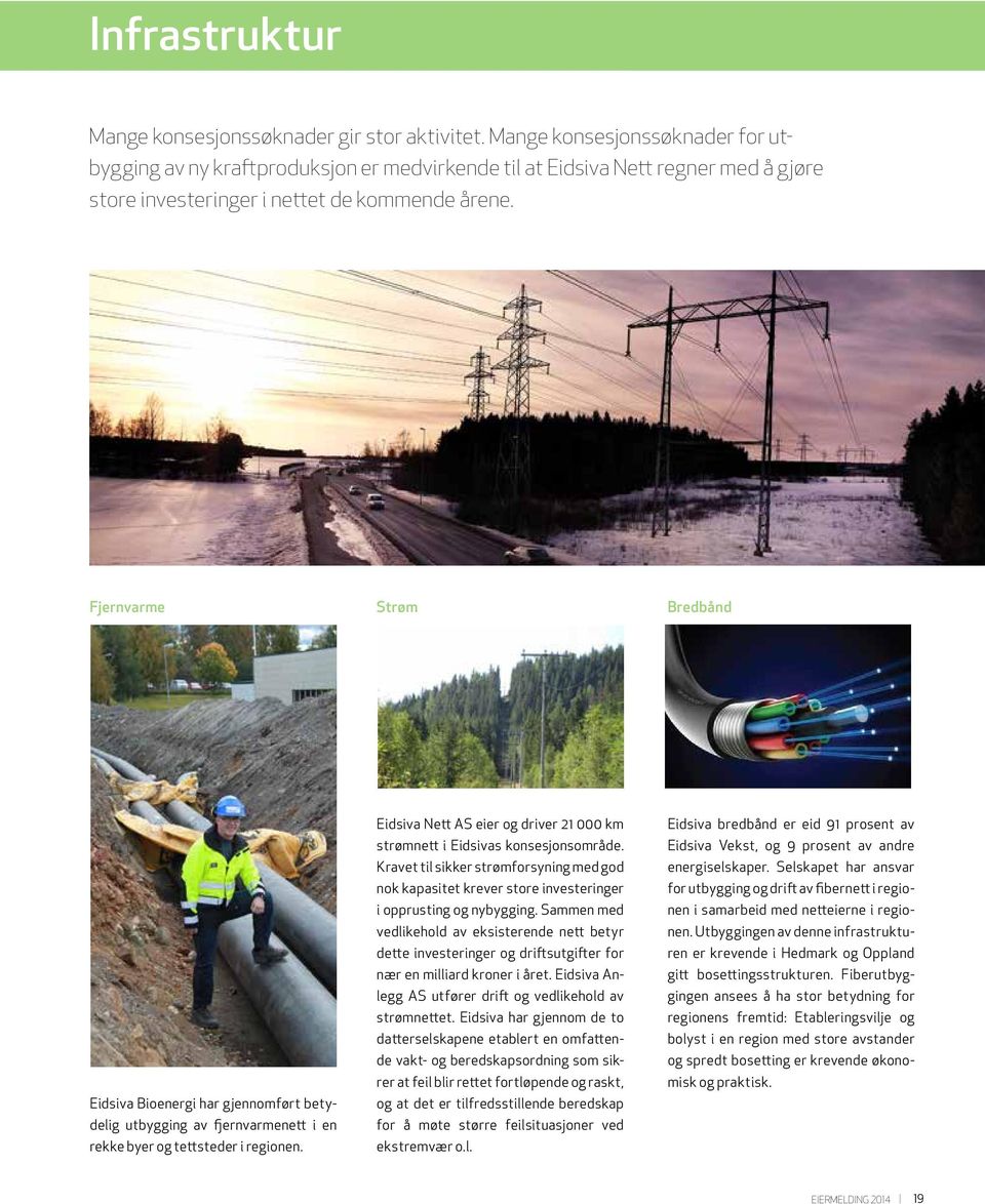 Fjernvarme Strøm Bredbånd Eidsiva Bioenergi har gjennomført betydelig utbygging av fjernvarmenett i en rekke byer og tettsteder i regionen.