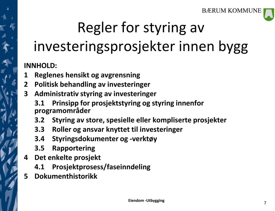 1 Prinsipp for prosjektstyring og styring innenfor programområder 3.