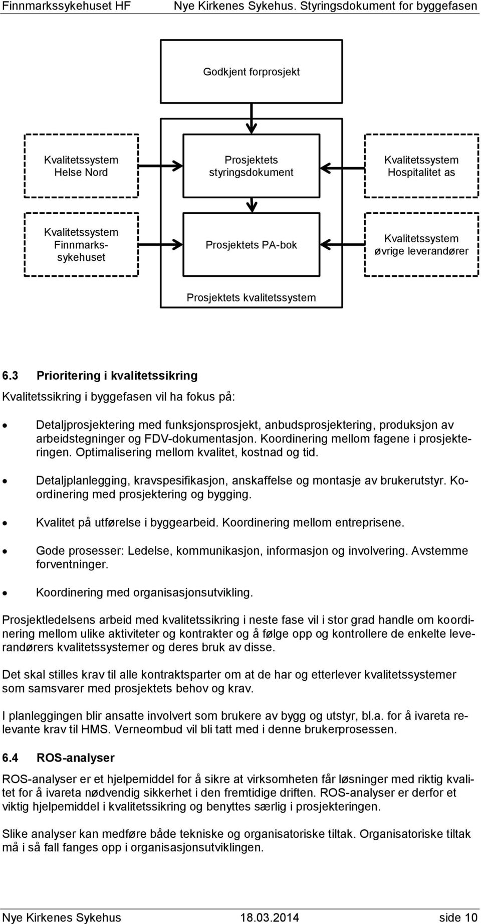 3 Prioritering i kvalitetssikring Kvalitetssikring i byggefasen vil ha fokus på: Detaljprosjektering med funksjonsprosjekt, anbudsprosjektering, produksjon av arbeidstegninger og FDV-dokumentasjon.