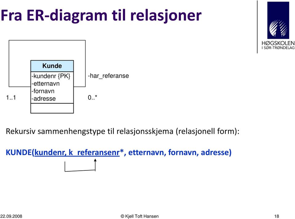 .* Rekursiv sammenhengstype til relasjonsskjema